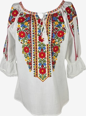 Blouse folklorique Rody’s forever en blanc : devant
