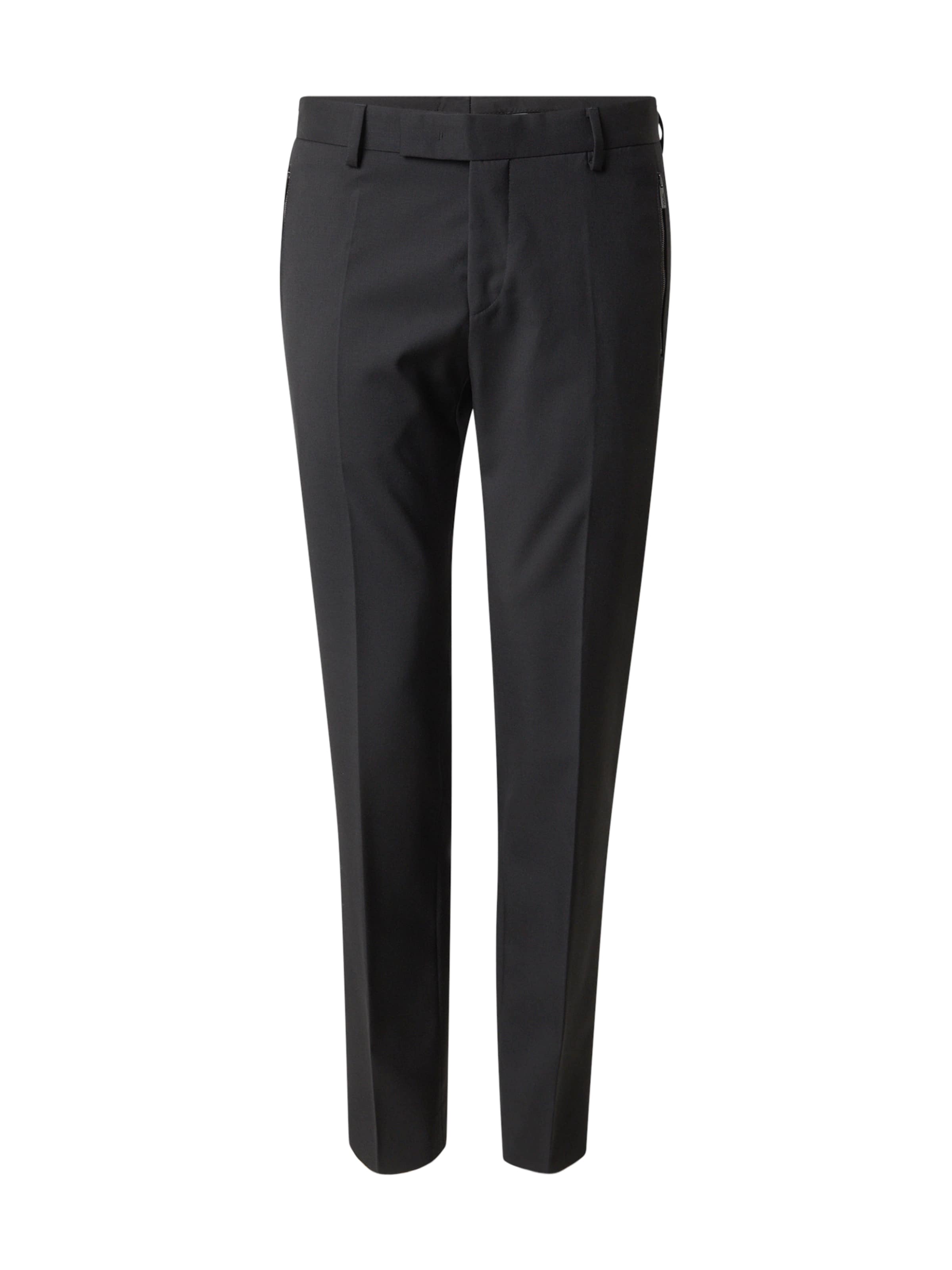 Karl Lagerfeld regular Bukser med fals 'TREC' i sort: forside