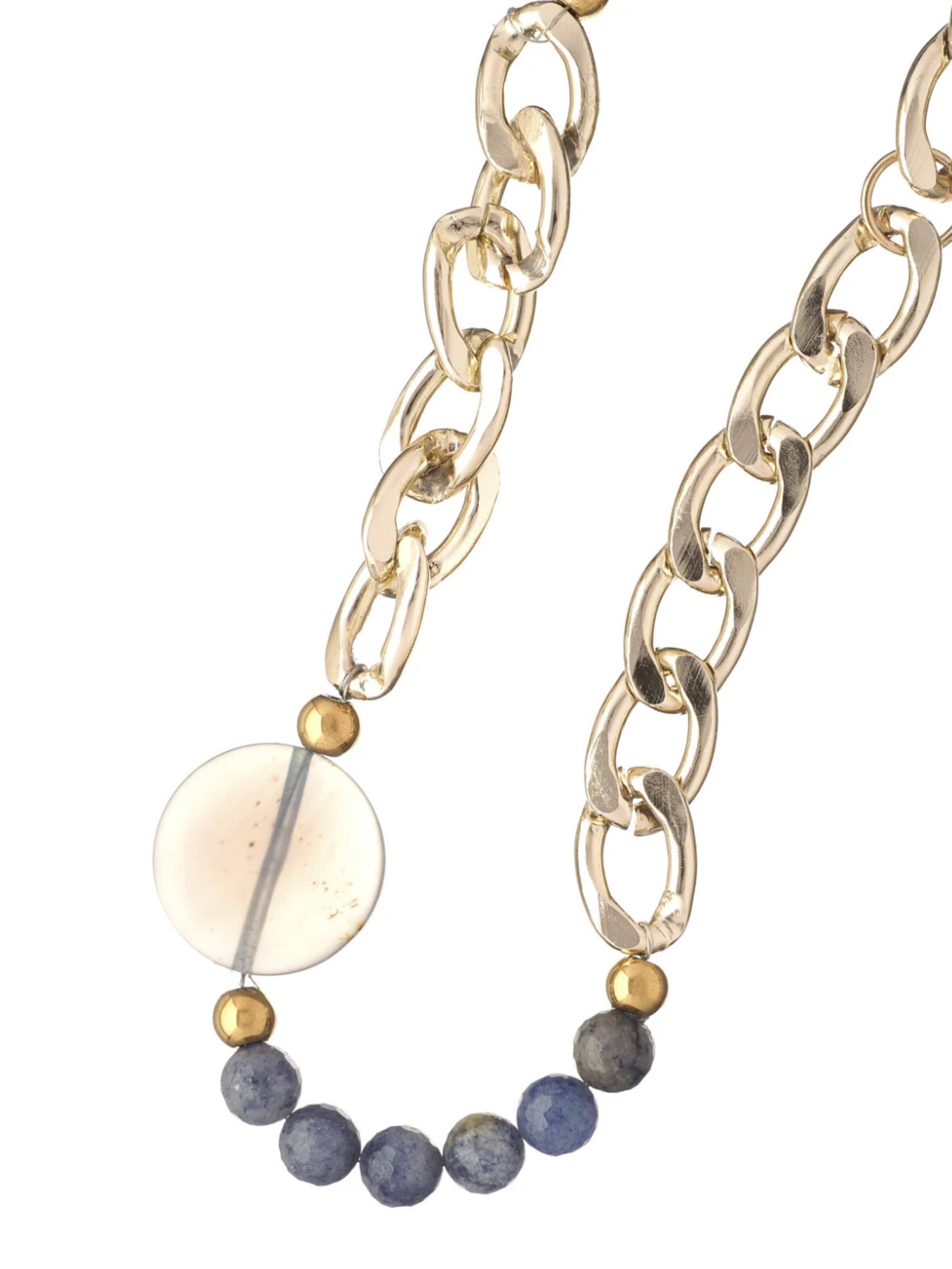 THE GEM STORIES JEWELRY Halsband 'Lilac Jade Necklace with white Agate stones and chain' i lila