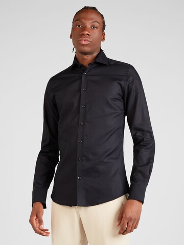 Bruun & Stengade Slim Fit Hemd 'Pavarotti' in Schwarz: Vorderseite