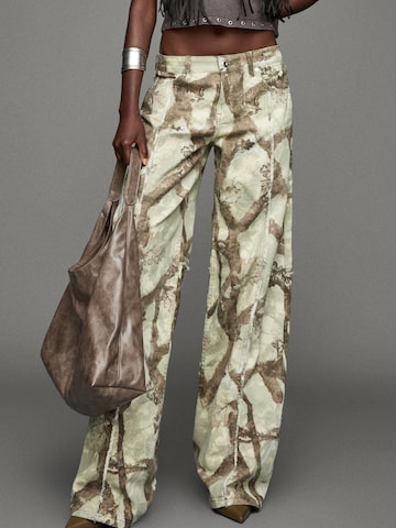 Wide Leg Jean Bershka en vert : devant
