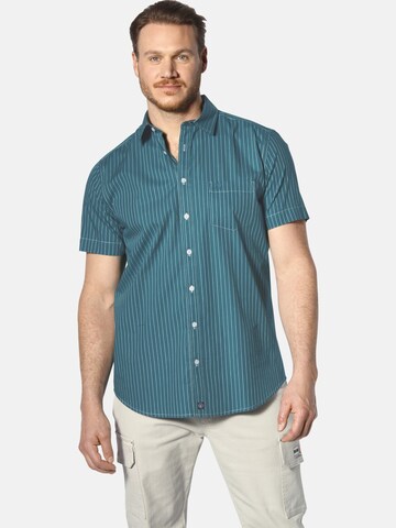 Jan Vanderstorm Comfort fit Button Up Shirt ' Perttu ' in Blue: front