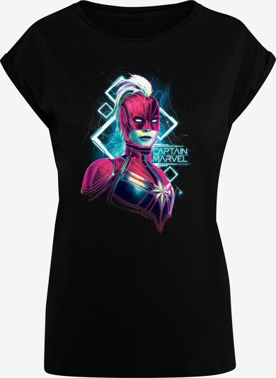 ABSOLUTE CULT T-Shirt 'Captain Marvel - Neon Warrior' in türkis / neonpink / schwarz / weiß, Produktansicht