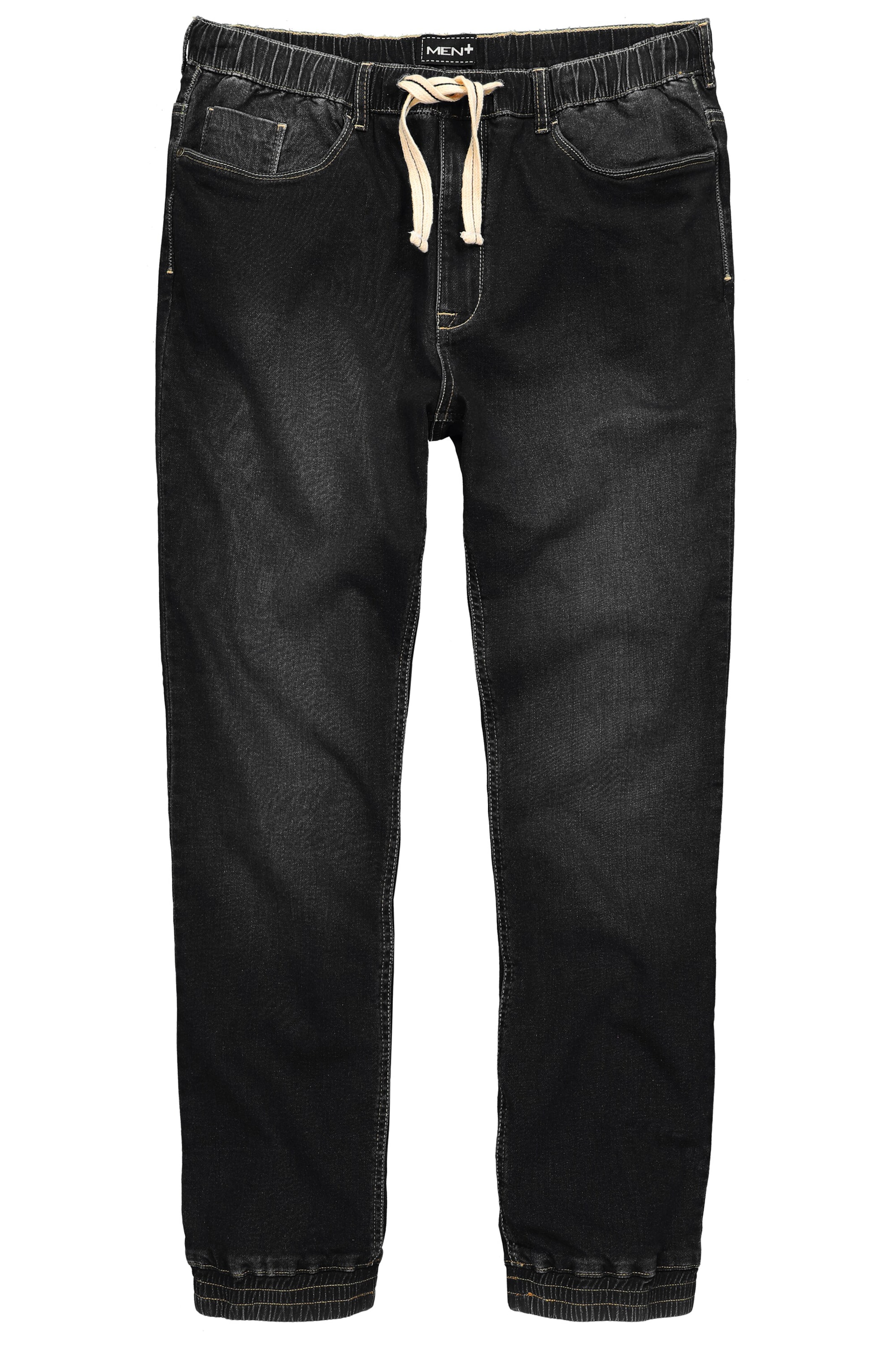 Men Plus Jeans in Zwart: voorkant