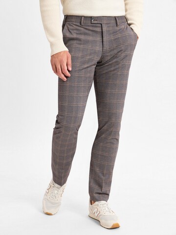 Finshley & Harding London Slimfit Hose ' Hoxdon ' in Braun: Vorderseite