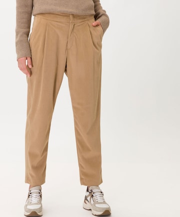 BRAX Loose fit Pleat-Front Pants 'Melo' in Brown: front