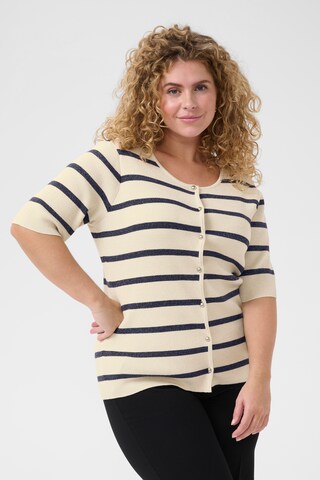 KAFFE CURVE Strickjacke 'Morina' in Weiß: Vorderseite