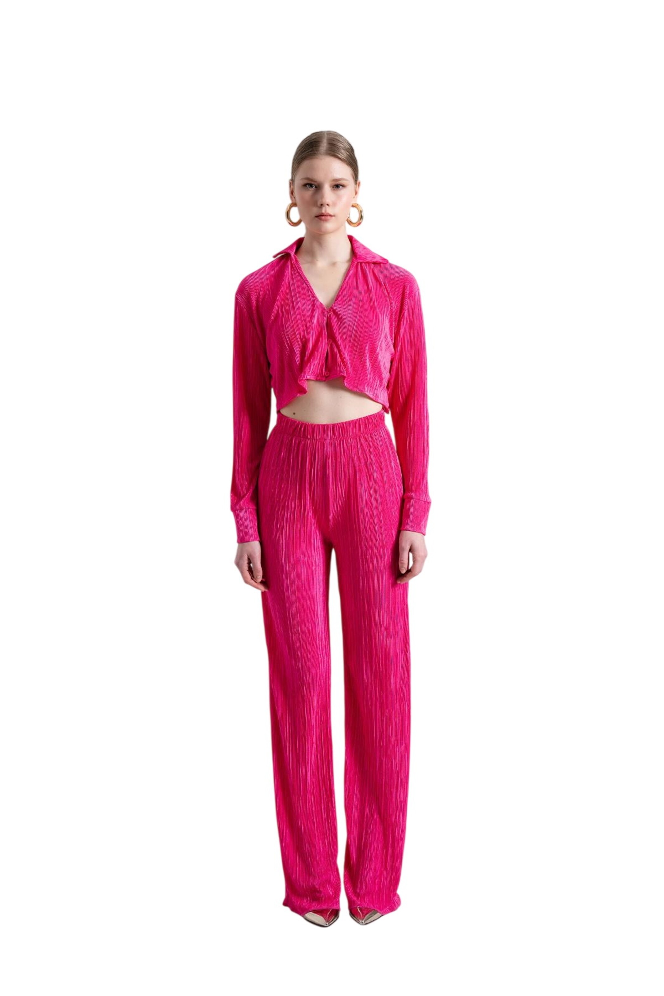 HOLLY LOLLY Zvonové kalhoty Kalhoty – pink: přední strana
