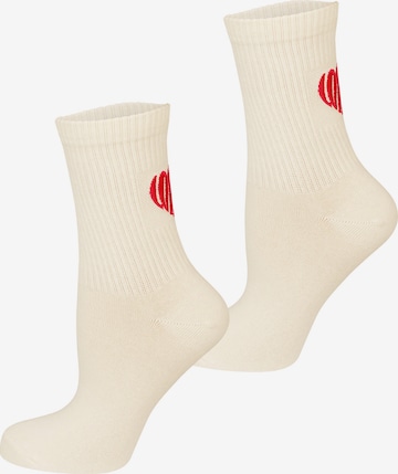 Nur Die Basicsocken ' Good Vibes ' in Weiß: Vorderseite