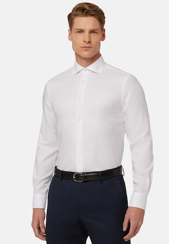 Boggi Milano Slim fit Zakelijk overhemd in Wit: voorkant