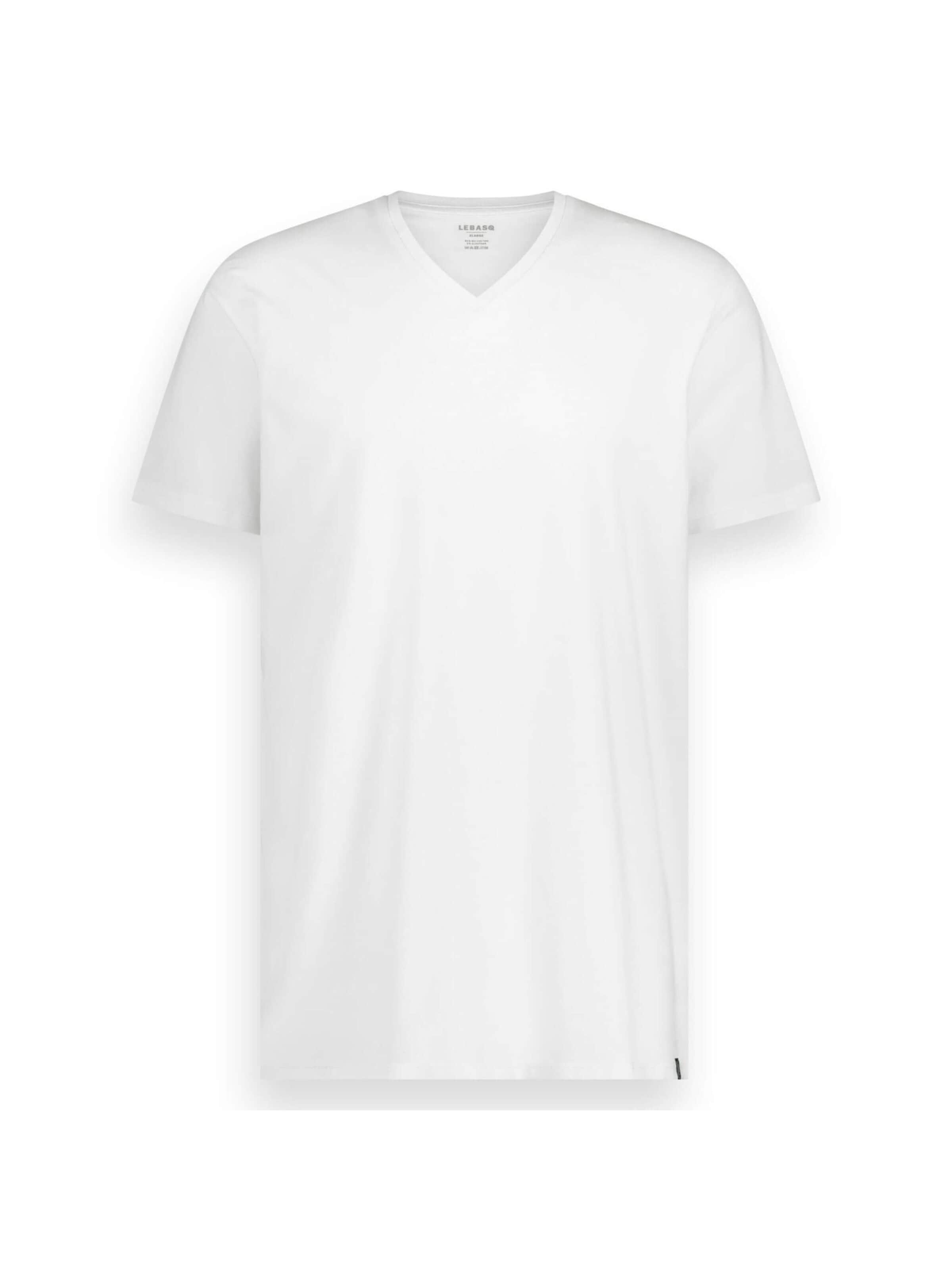 LEBASQ Shirt 'Davis V Neck Long Fit' in Wit