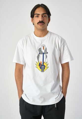 Cleptomanicx T-Shirt 'Scooter Gull' in Weiß: predná strana