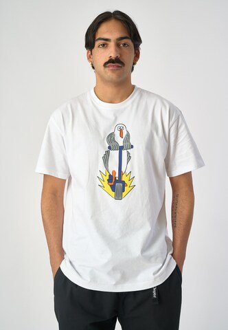 Cleptomanicx Shirt 'Scooter Gull' in White: front