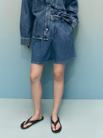 MANGO Loosefit Pressveckade jeans 'MARINA' i blå