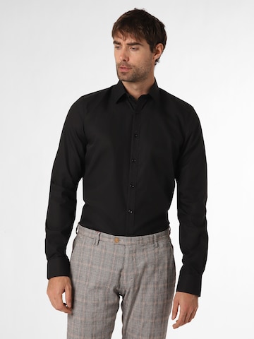 Coupe slim Chemise business Finshley & Harding en noir : devant