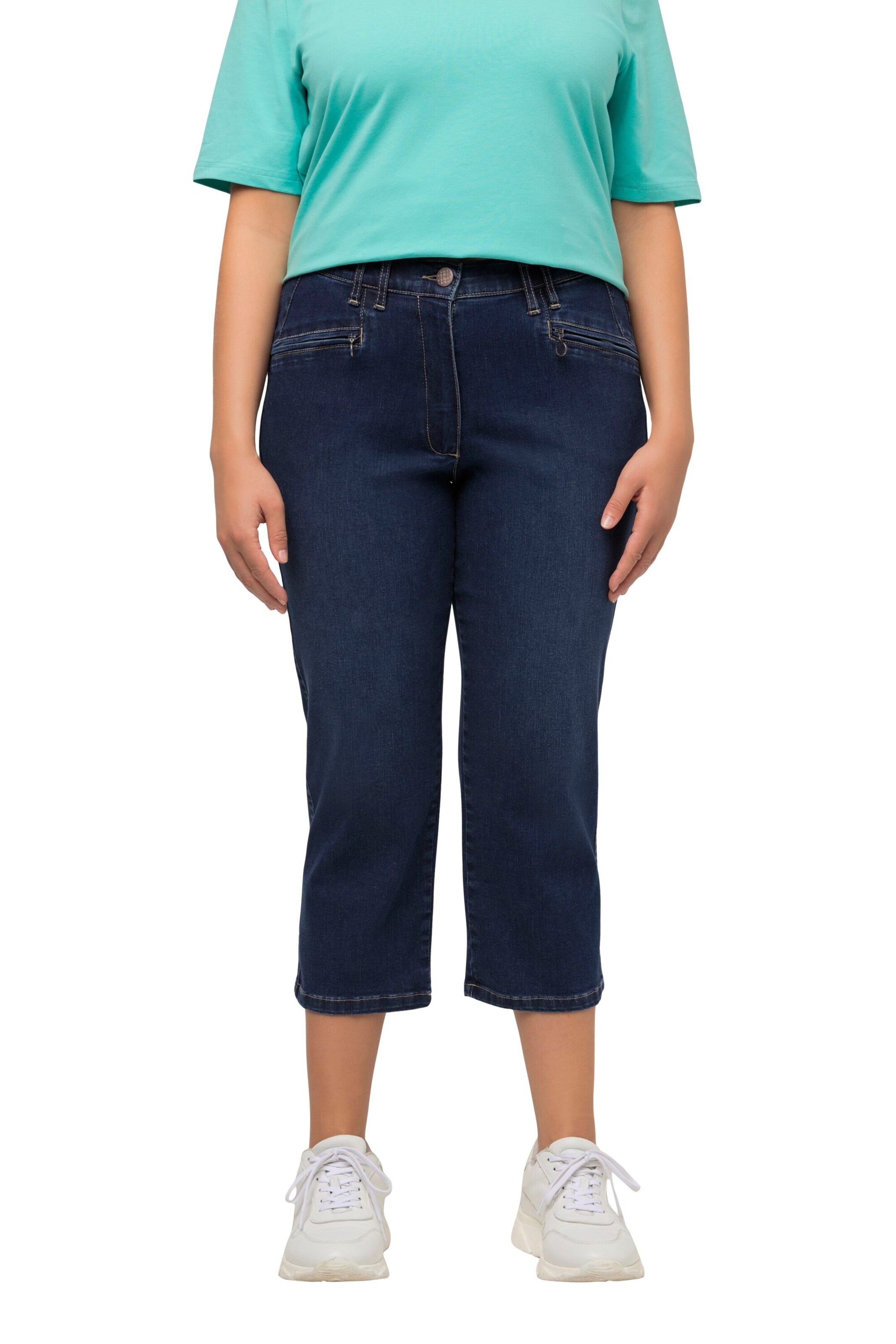 Ulla Popken Slimfit Jeans in Blauw: voorkant