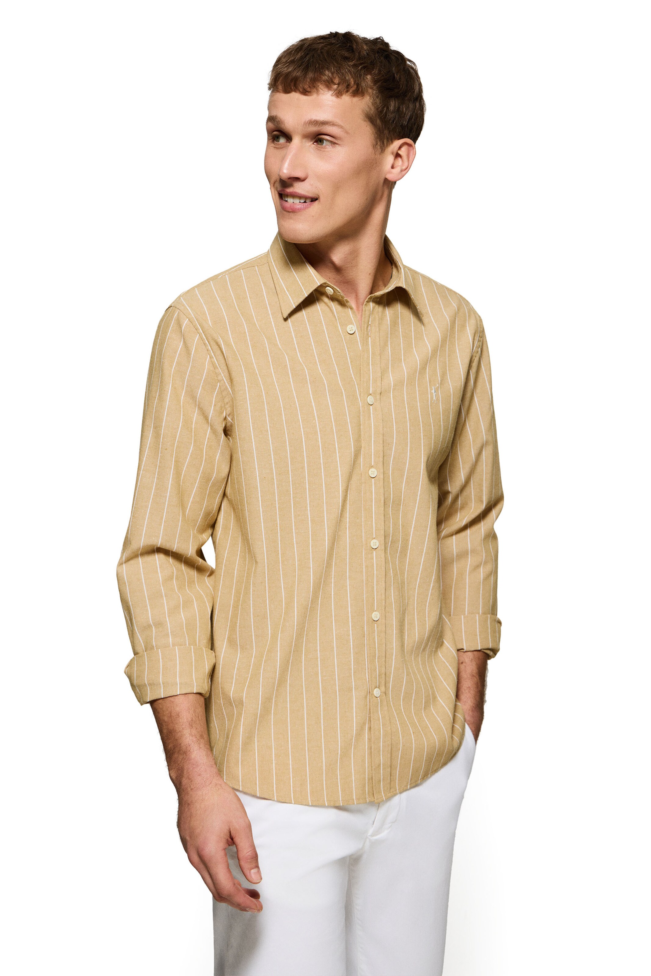 Polo Club Regular fit Button Up Shirt in Beige: front