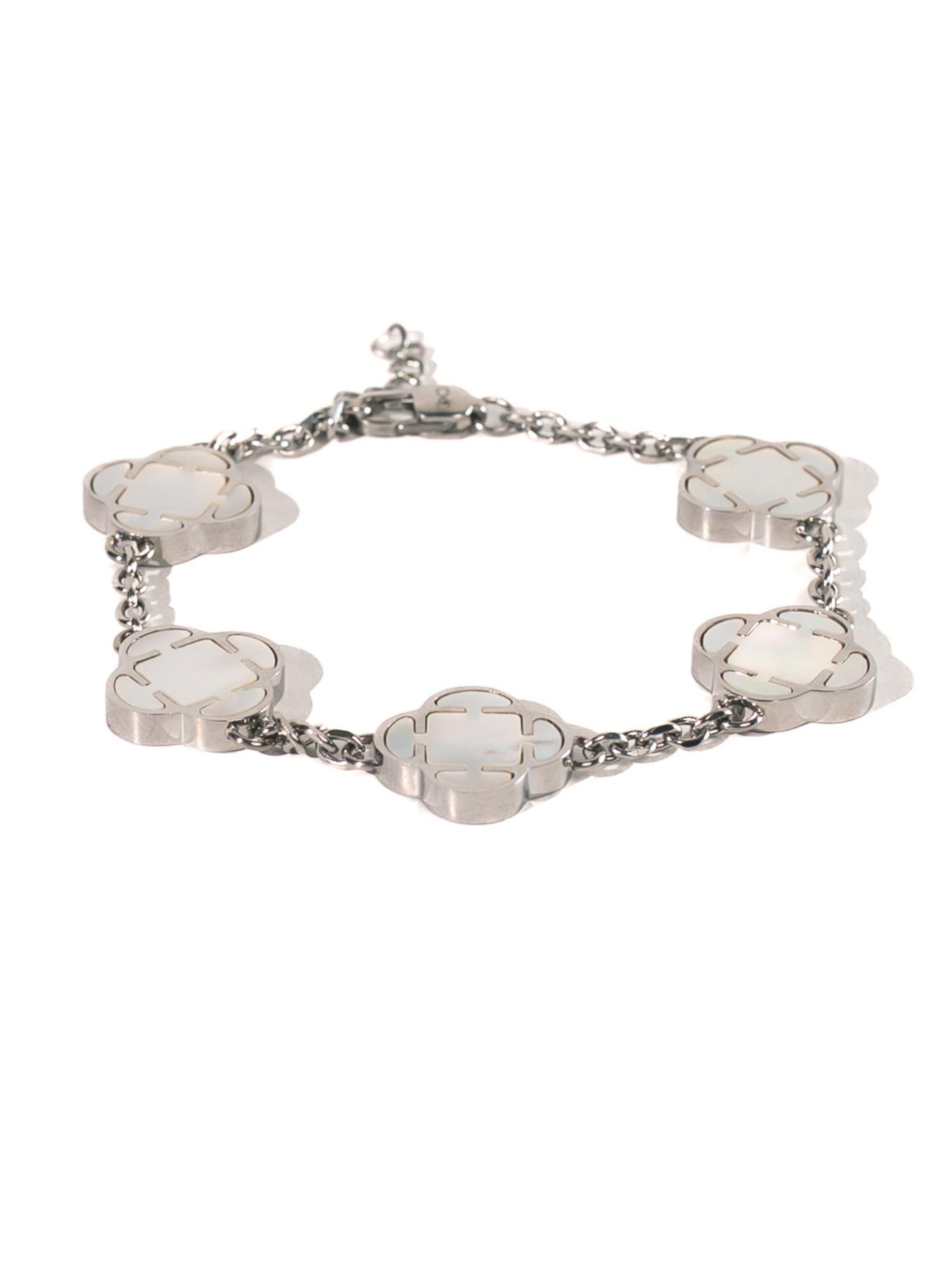 Eternal Armband 'Perlmutt Clover' i silver: framsida