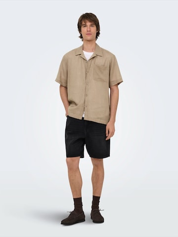 Only & Sons Comfort fit Koszula 'ONSLaurence' w kolorze brązowy