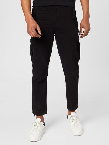 Redefined Rebel Regular Cargo Pants 'Jolan' in Black: front