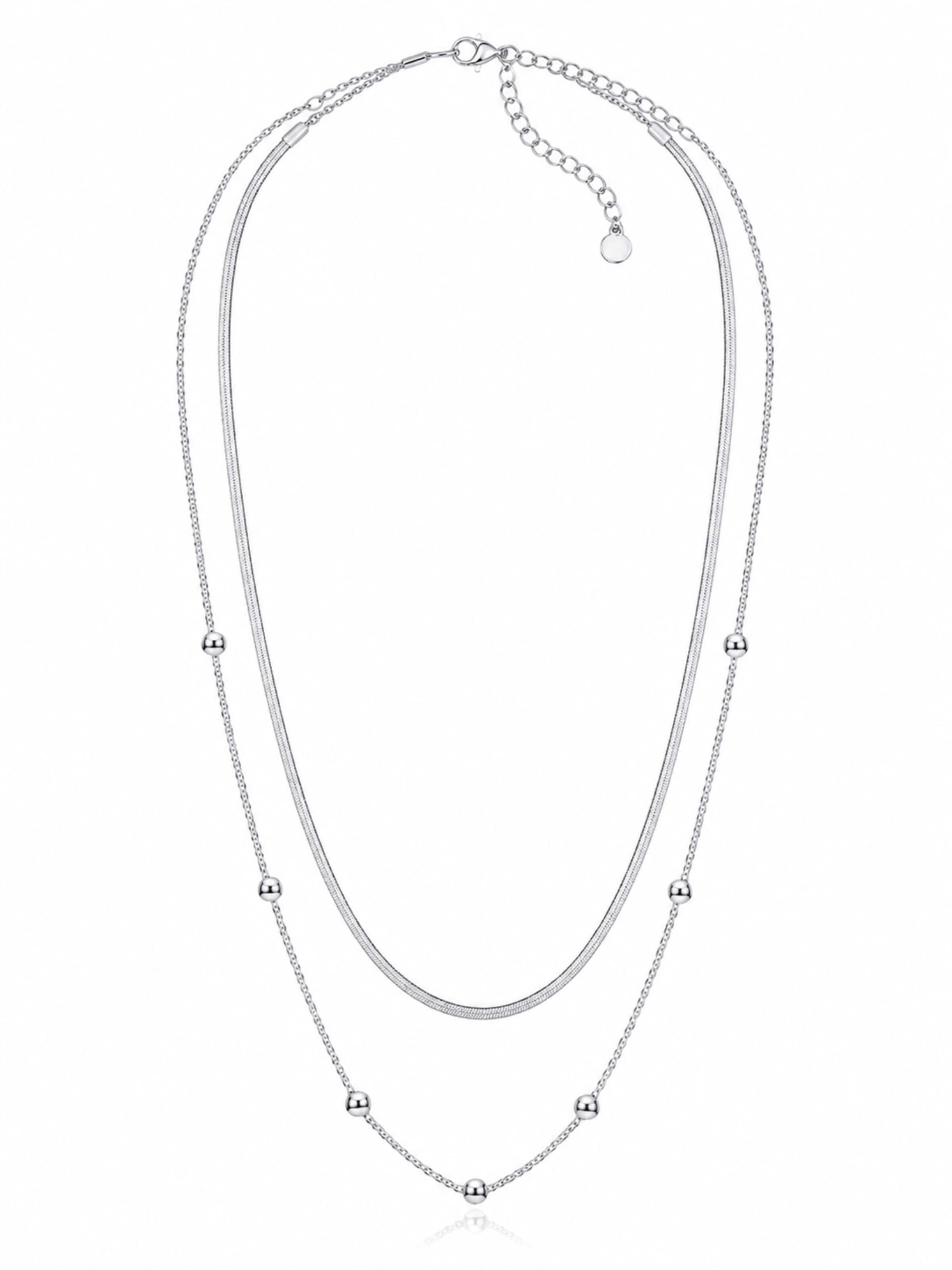 Pure Schmuck Necklace 'Duo' in Silver: front