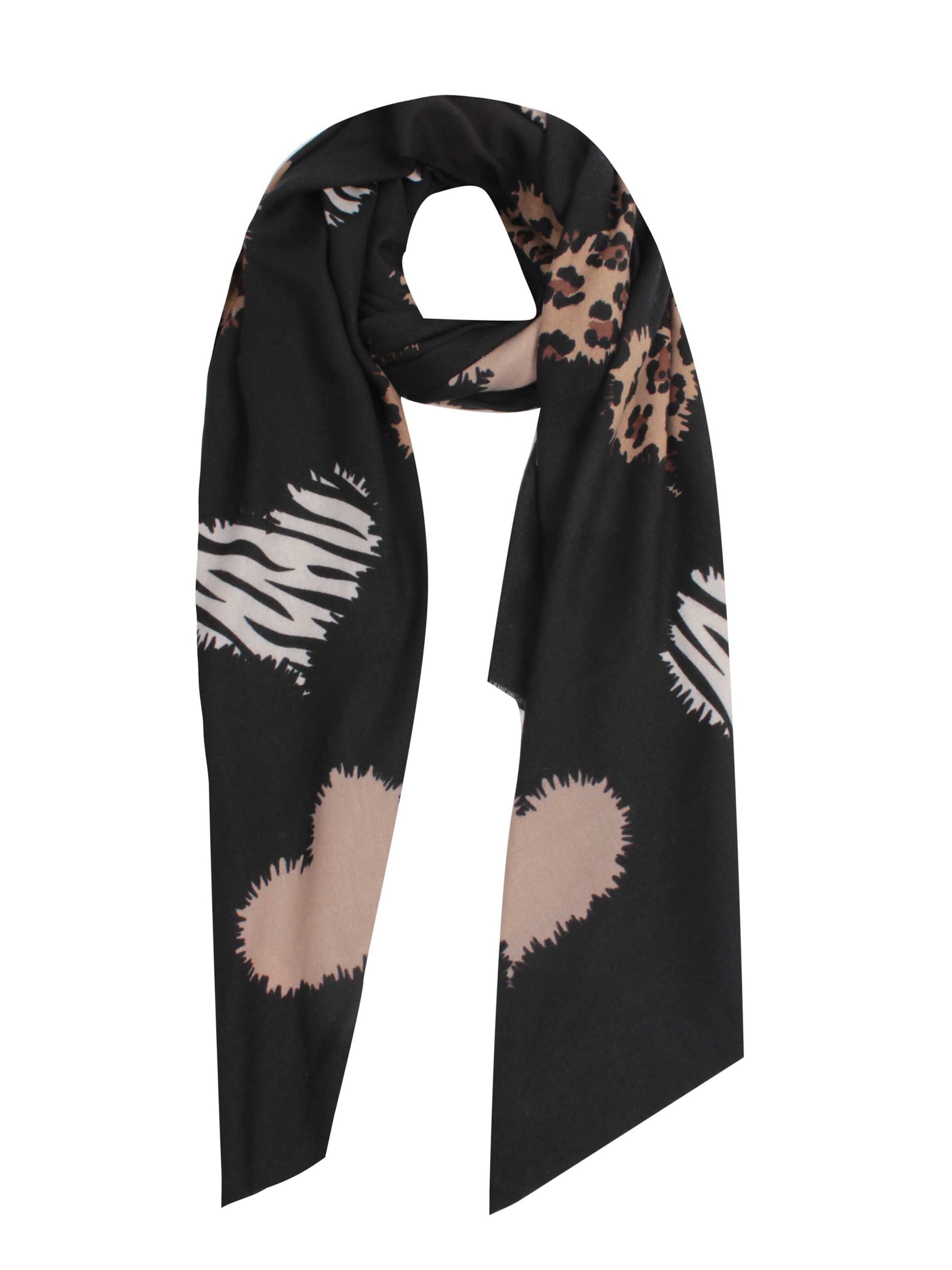 SAMAYA Leichter, warmer Schal, mit Zupffransen in Schwarz: Vorderseite
