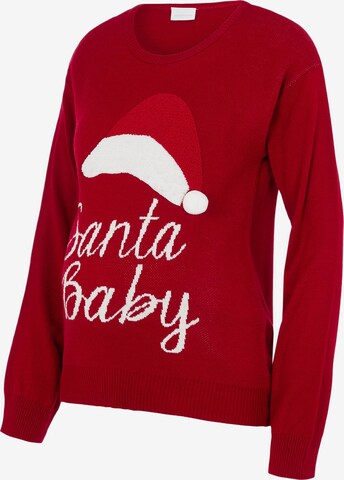 Pull-over 'SANTA BABY' MAMALICIOUS en rouge : devant