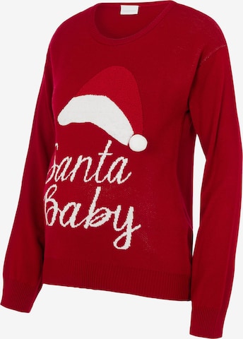 MAMALICIOUS Sweater 'SANTA BABY' in Red: front
