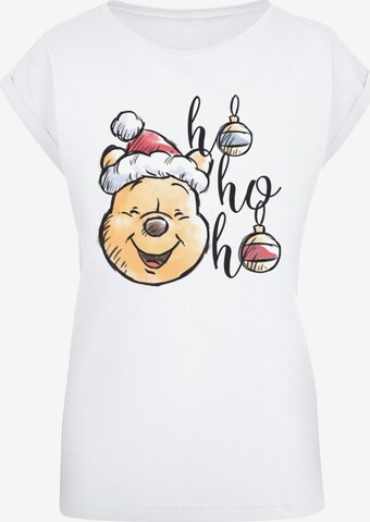 ABSOLUTE CULT Shirt 'Winnie The Pooh - Ho Ho Ho Baubles' in White: front