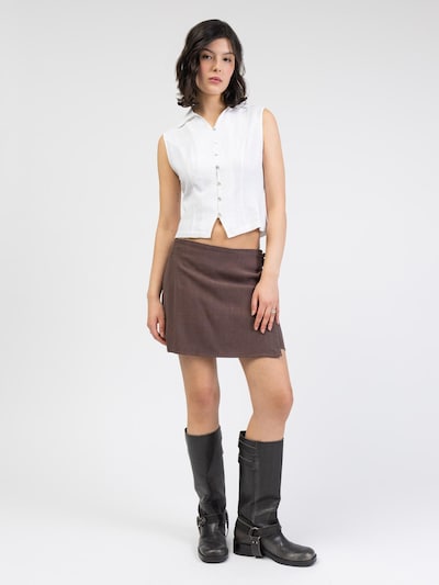BROKE + SCHÖN Skirt 'Wickelrock aus Leinen-Mix' in 34 in Dark brown, Item view