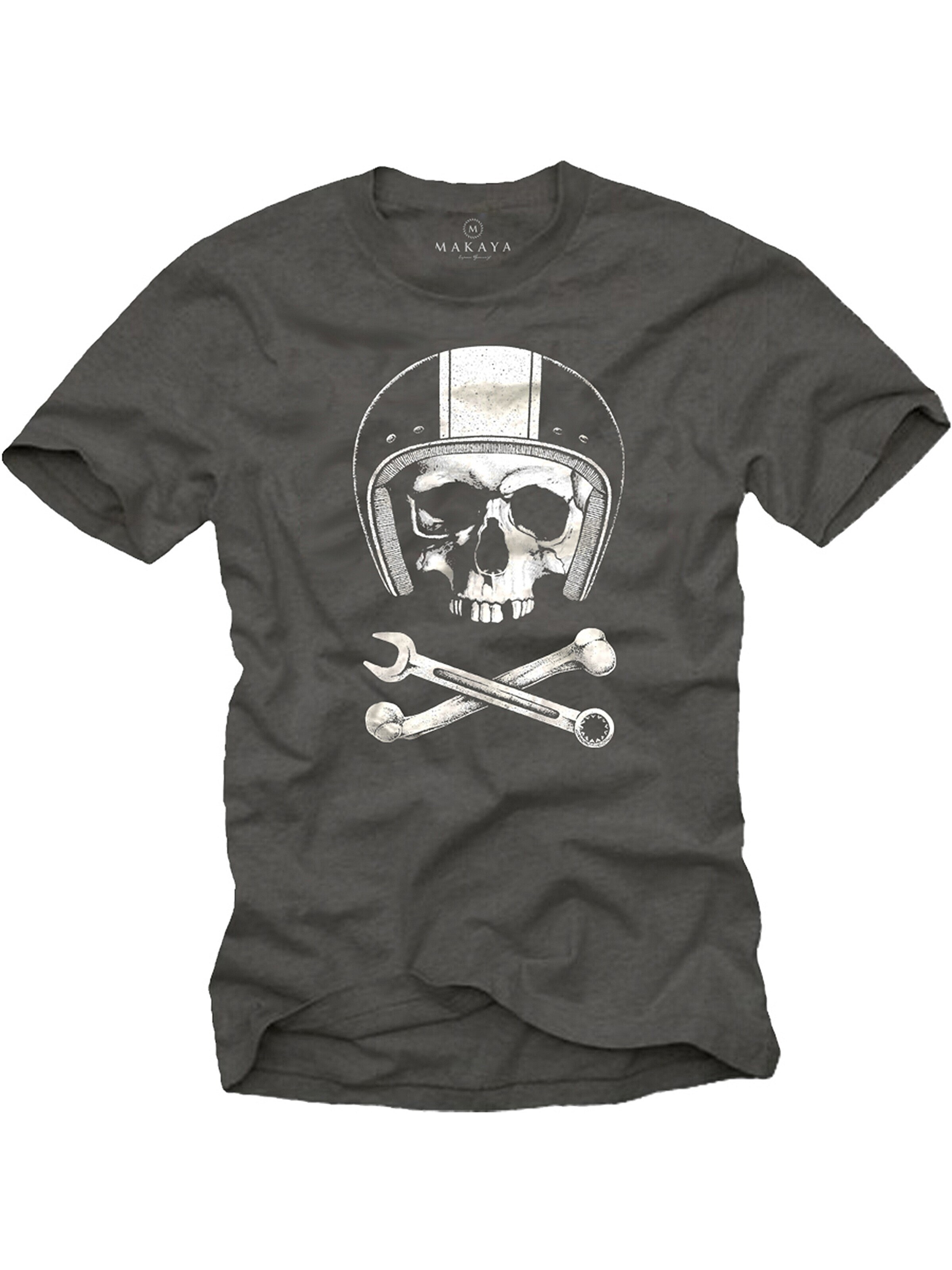 MAKAYA Shirt 'Mechanic Skull' in Grey: front