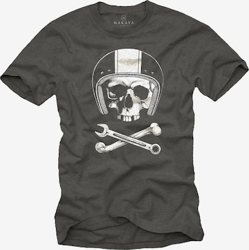 MAKAYA Shirt 'Mechanic Skull' in Grey: front