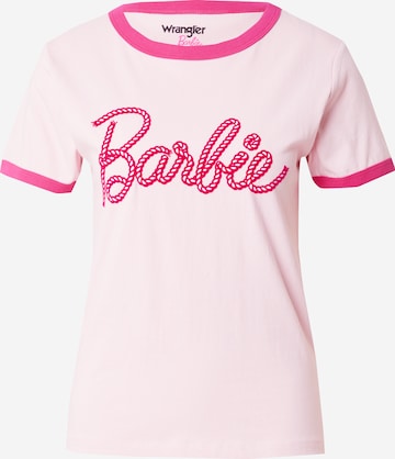 WRANGLER T-shirt 'BARBIE' i rosa: framsida