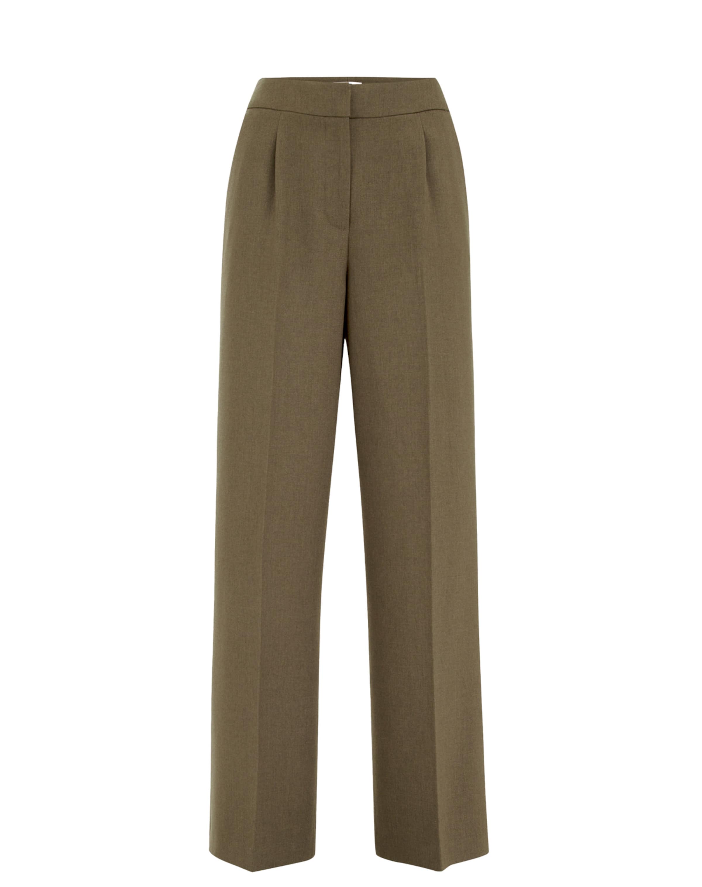 žalia WE Fashion Plačios klešnės Klostuotos kelnės: priekis