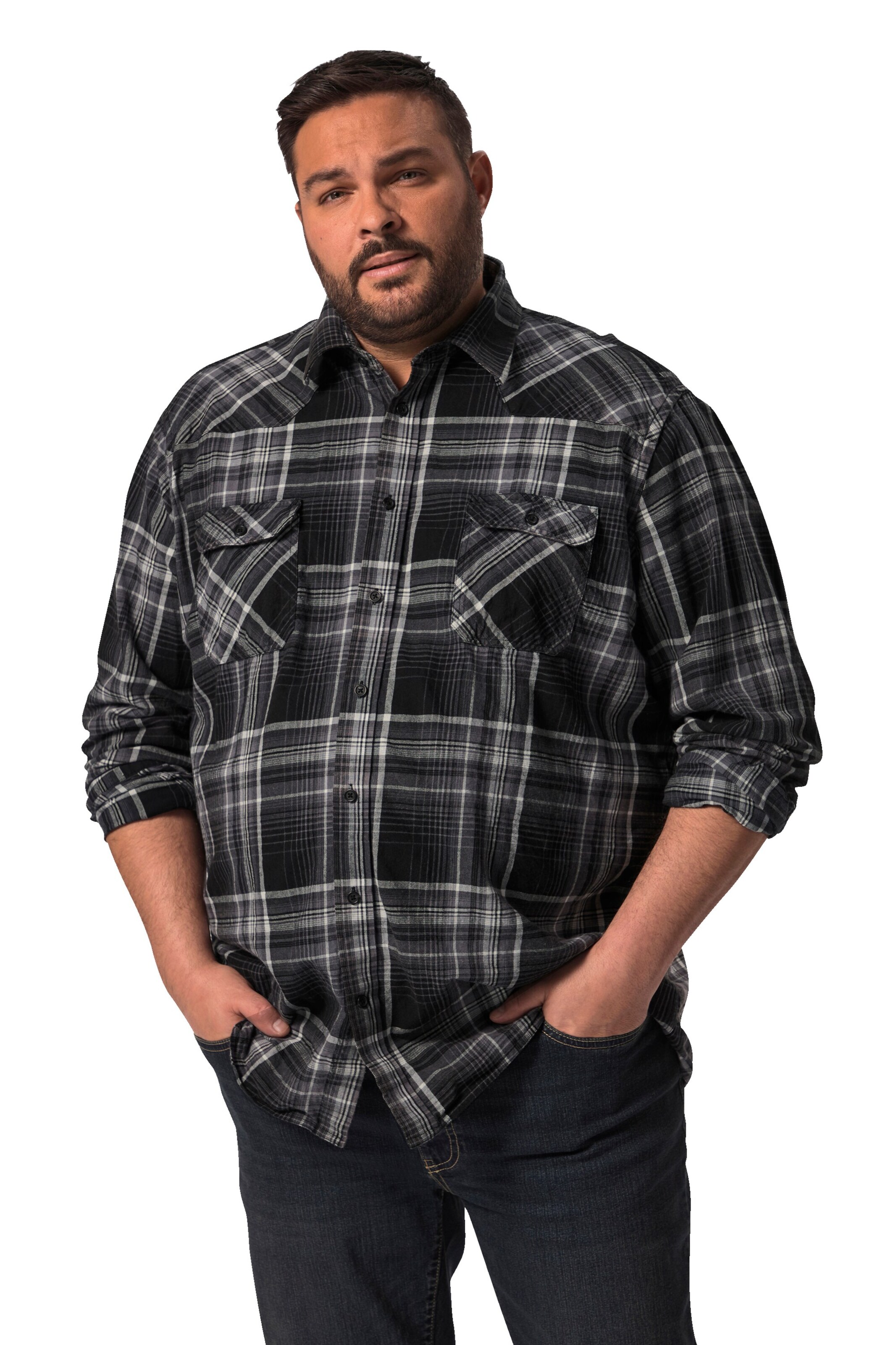 John F. Gee Regular Fit Hemd in Schwarz: Vorderseite