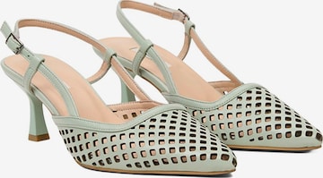 Desa - Zapatos destalonado 'Pumps' en verde: frente