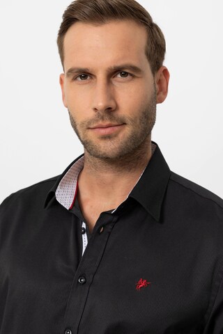 DENIM CULTURE Regular fit Button Up Shirt 'Phil' in Black