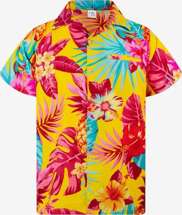 King Kameha Shirt 'Pineapple' in Yellow: front