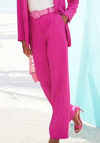 LASCANA Loose fit Pleat-Front Pants in Pink: front