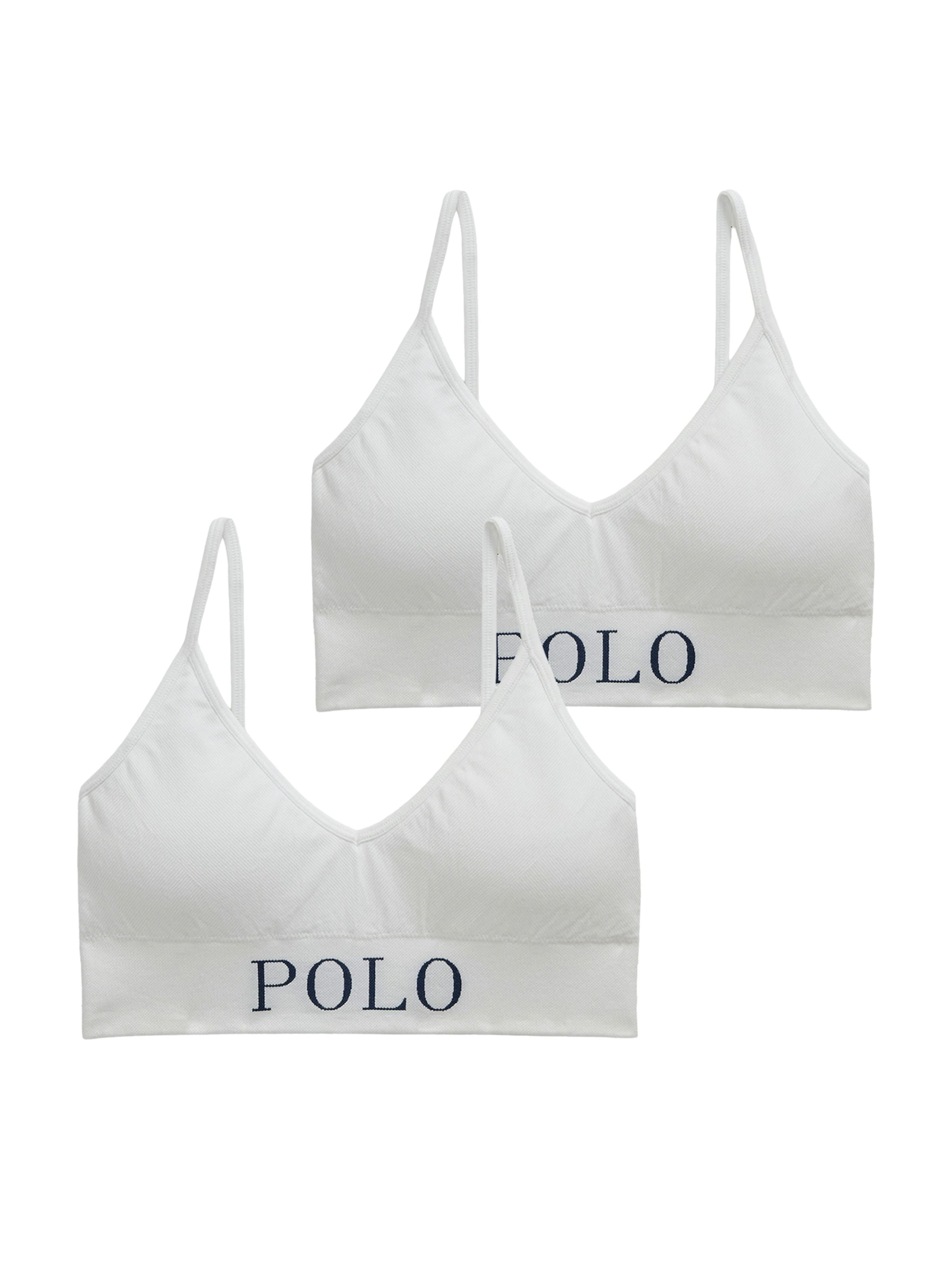 Polo Ralph Lauren Bralette Bra ' Ribbed Seamless ' in White: front
