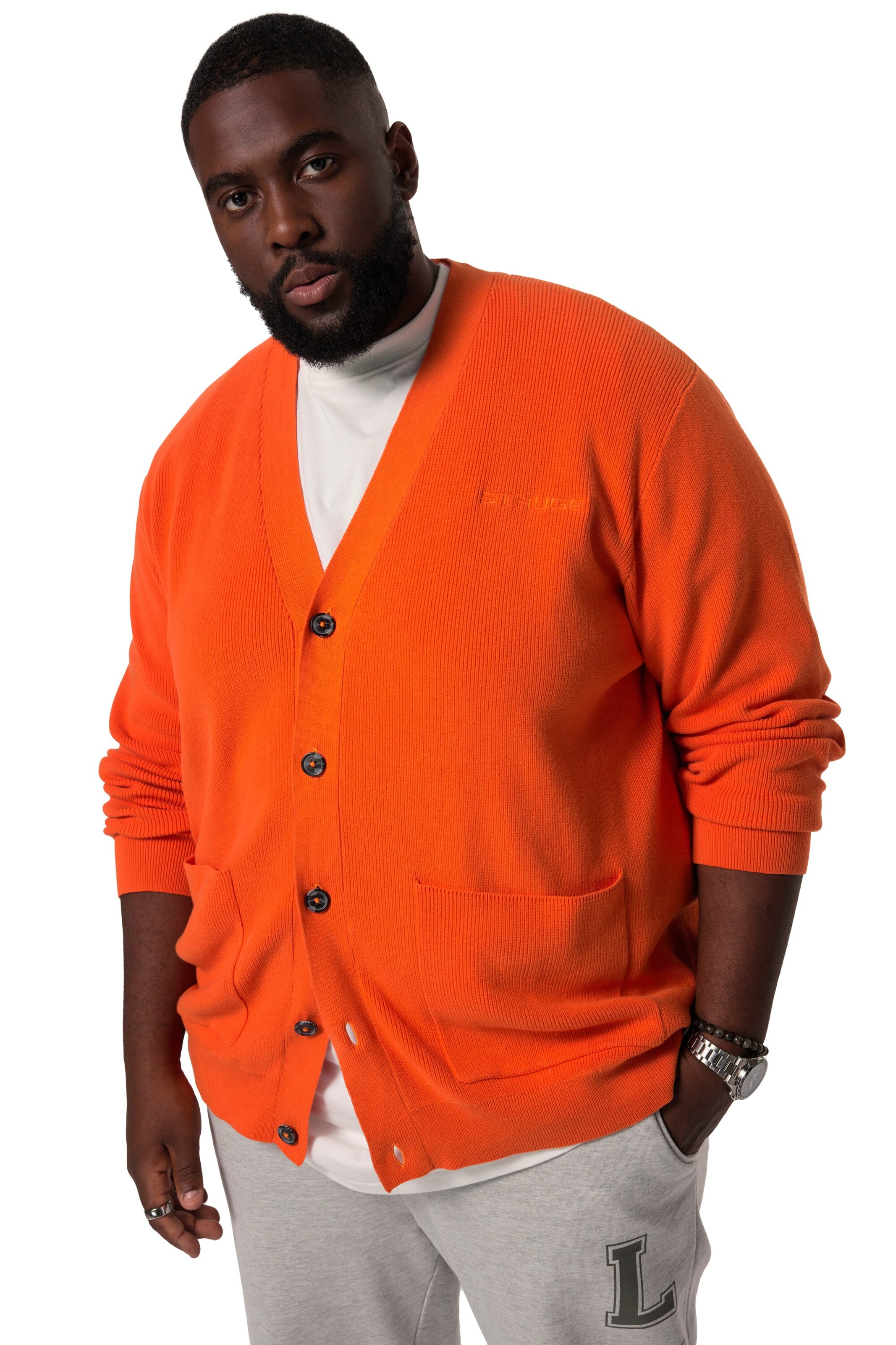 STHUGE Knit cardigan in Orange: front