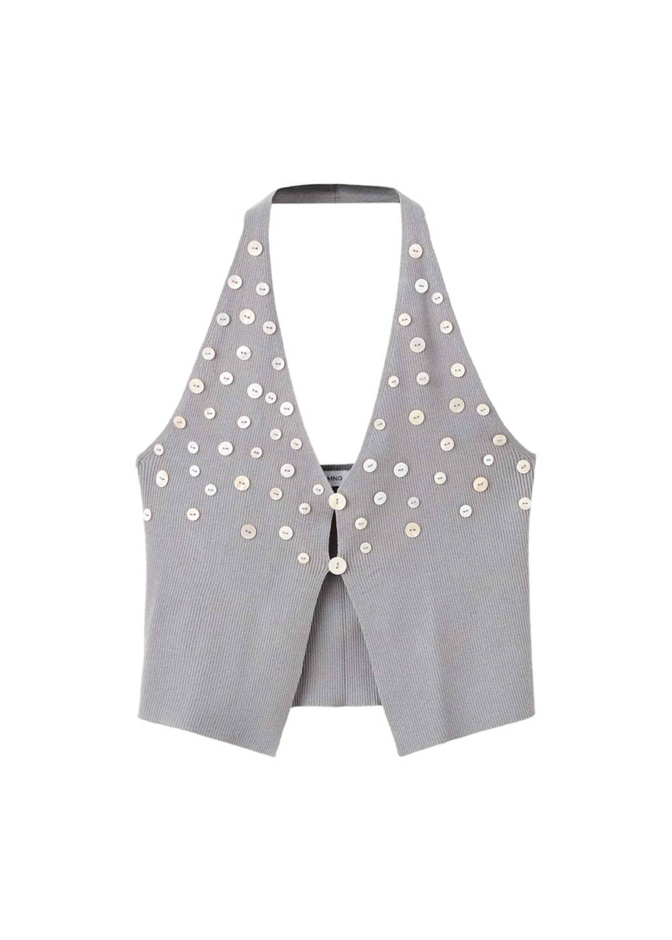 MANGO Stricktop 'Bouton' in Grau: Vorderseite