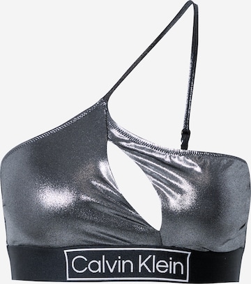Calvin Klein Swimwear Bralette Bikini Top in Silver: front