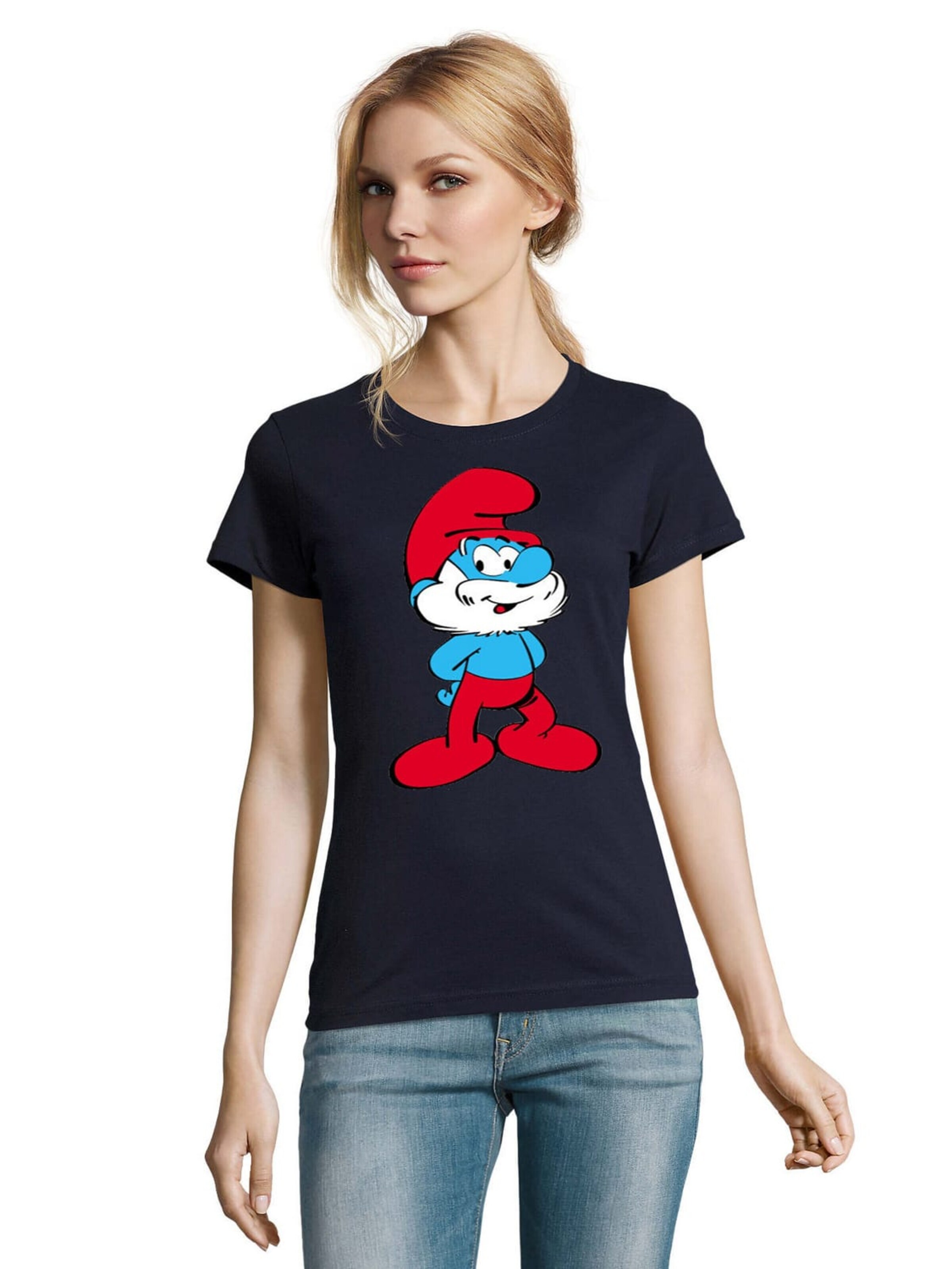 Blondie & Brownie Shirt 'PapaSchlumpf' in Blue: front
