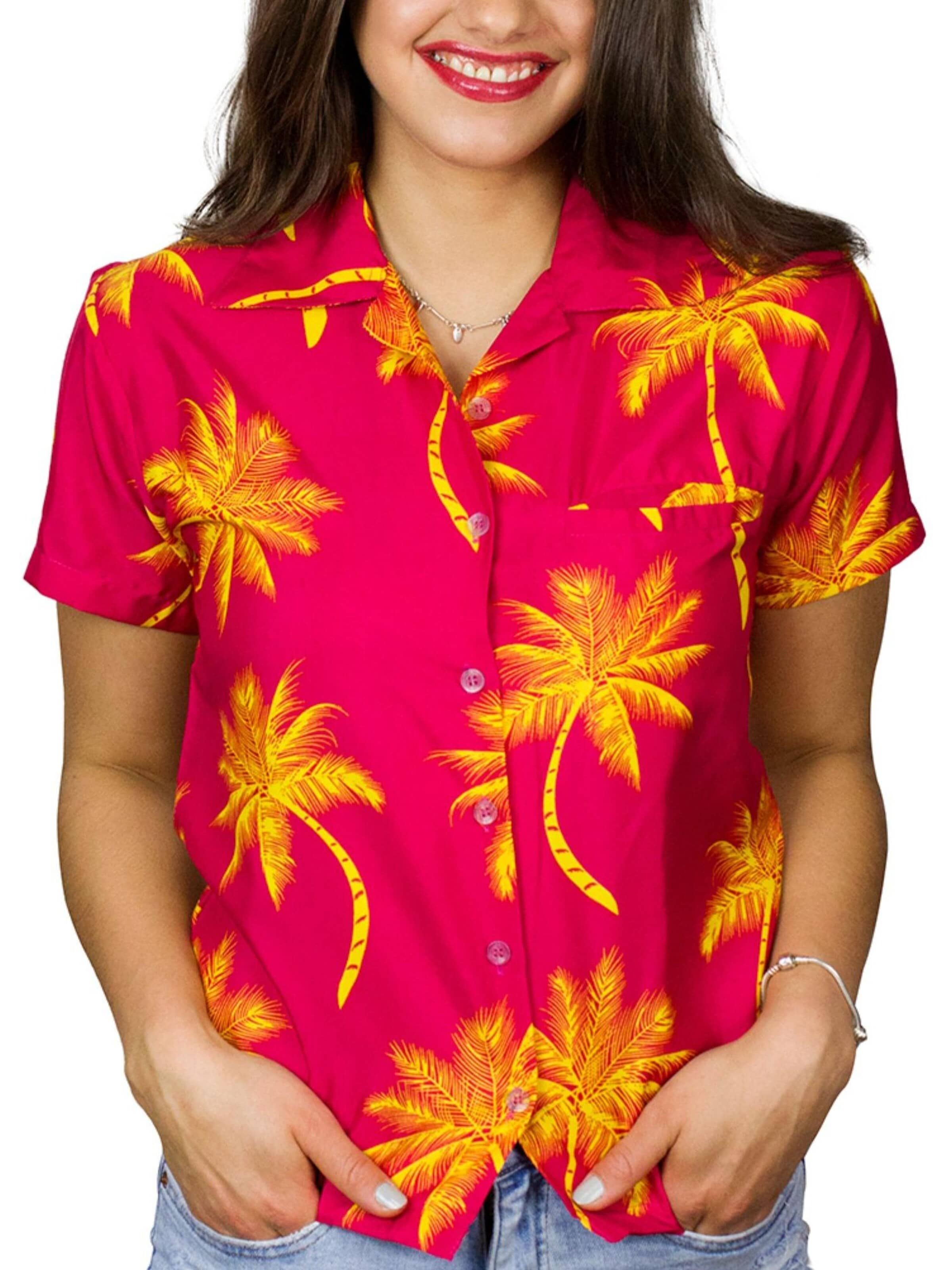 Camicia da donna 'Palmshadow' di King Kameha in giallo