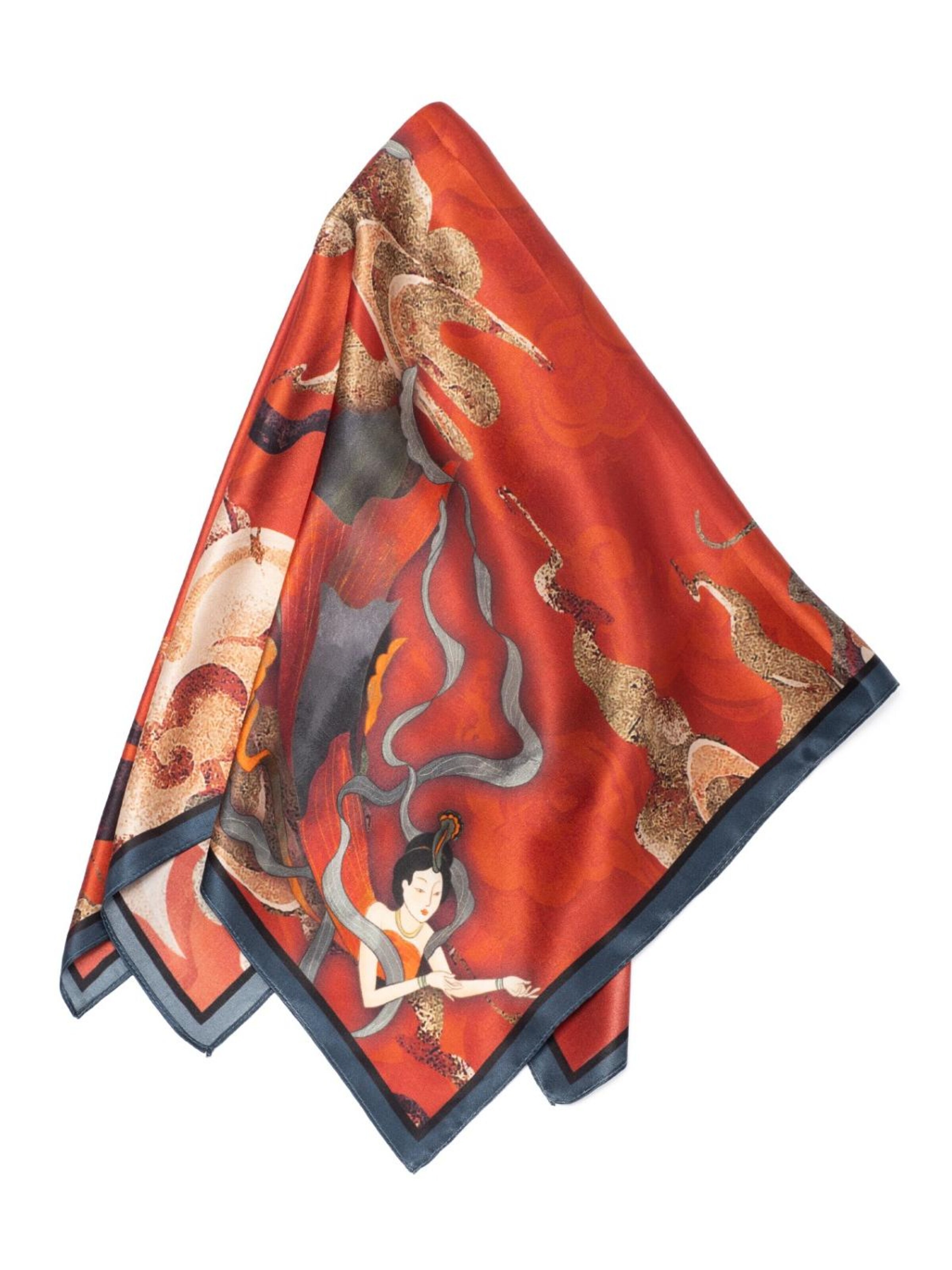 MayTree Scarf 'Seidentuch quadratisch 70x70, Fliegende Feen' in Red