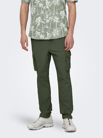 Only & Sons Дънки Tapered Leg Карго панталон 'Linus' в зелено: отпред