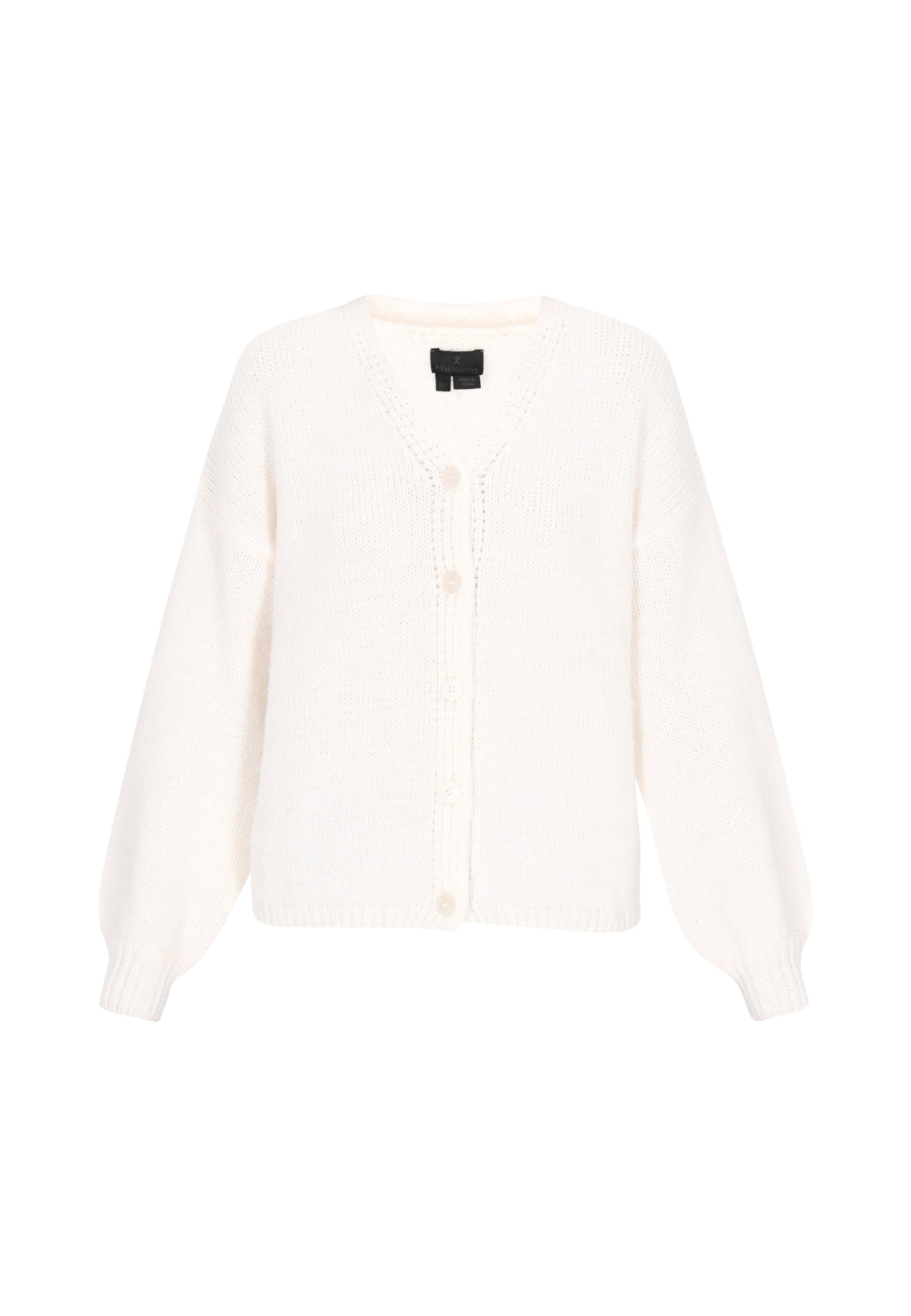 DreiMaster Klassik Υπερμεγέθη πλεκτή ζακέτα σε λευκό: μπροστά