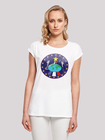 T-shirt 'NASA Classic Globe Astronauts' F4NT4STIC en blanc : devant
