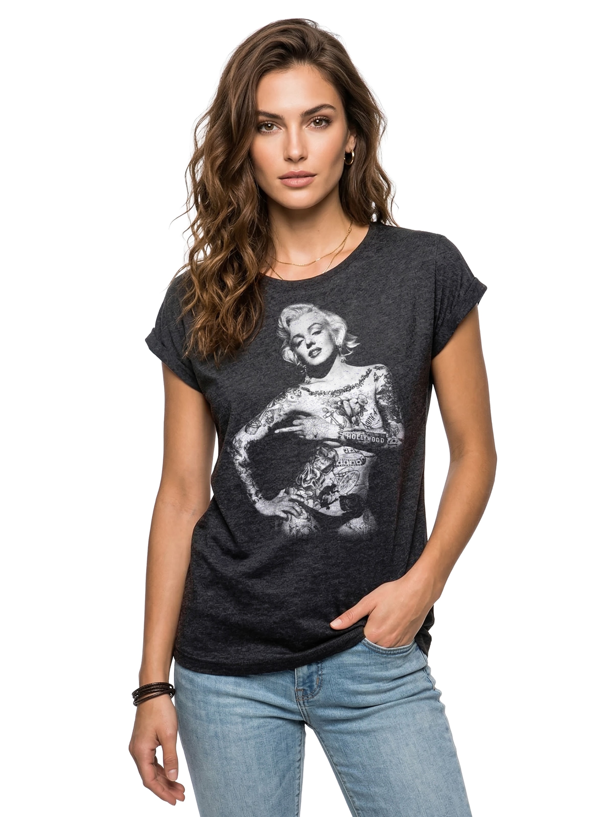 MAKAYA Shirt 'Tattoo' in Grey: front